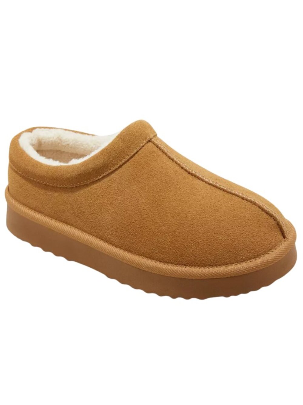 NWT Auden Kaya Chestnut Suede Leather Faux Fur Lined Clog Slippers Shoes 9